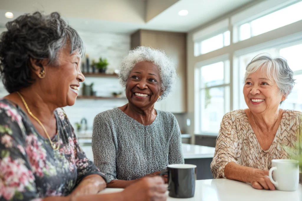 Two residents enjoying drinks together