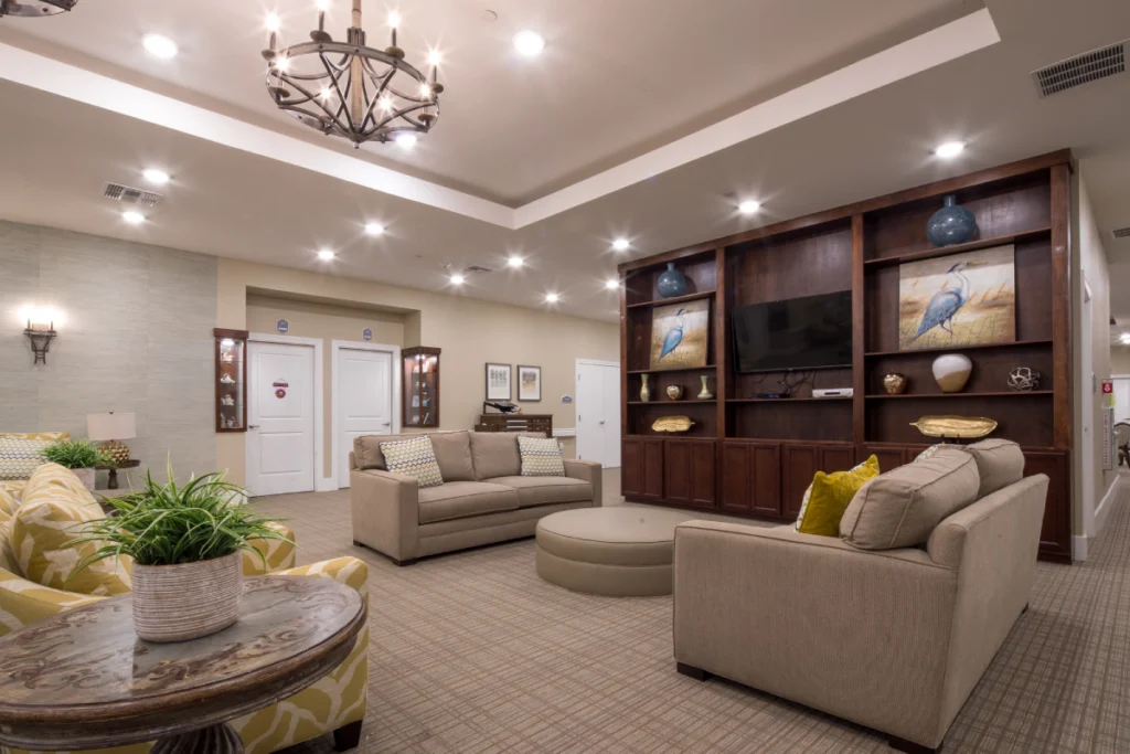 A sitting area off the lobby at VIVERE Life Stone Oak